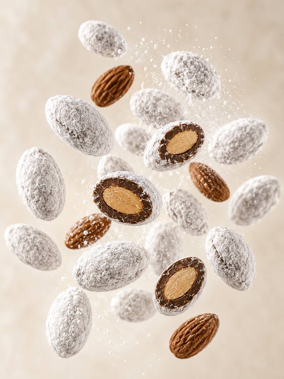 Powdered Sugar Chocolate - Covered Almonds