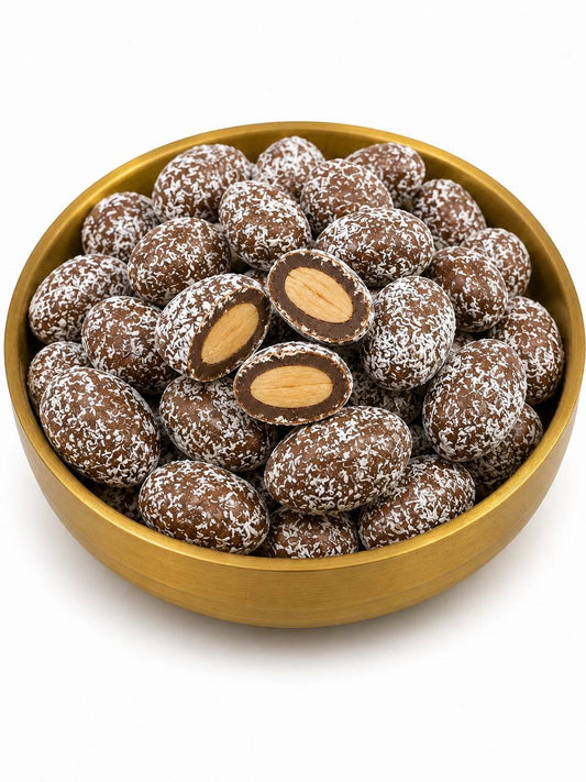 Chocolate-Covered Almond with Coconut Flakes